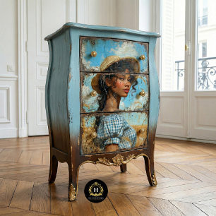 Blue Gingham Prairie Girl Countryside Decoupage Tissue Paper