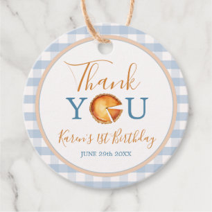 Blue Gingham Pumpkin Pie Thank You Favour Tag