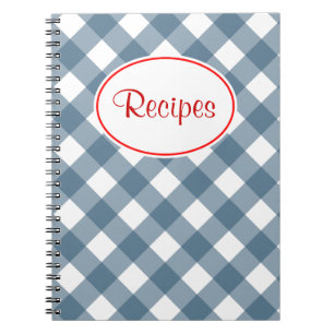 Blue Gingham Recipe Notebook