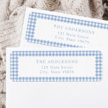Blue Gingham Return Address<br><div class="desc">Create your own custom return address labels for Christmas cards featuring personalized minimalist typography on a cute blue gingham plaid pattern background.</div>