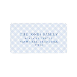 Blue gingham return address labels