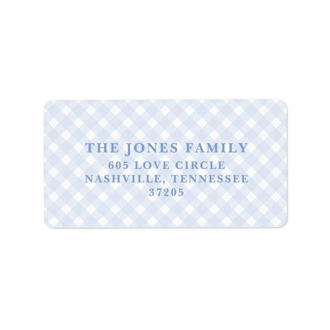 Blue gingham return address labels (Front)