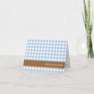 Blue gingham ribbon custom photo thank you