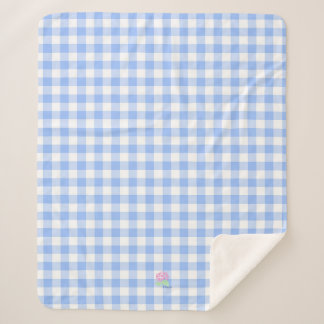 blue gingham sherpa blanket