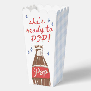 Blue Gingham She's Ready to Pop Baby Shower Favor Box