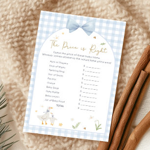 Blue Gingham Silly Goose Baby Shower Price Game