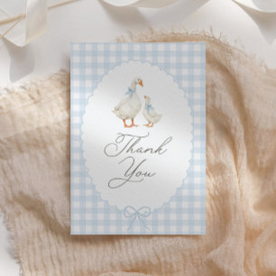 Blue Gingham Silly Goose Baby Shower Thank You Card