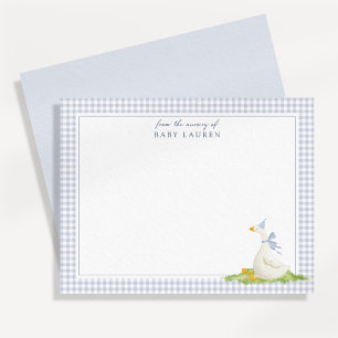 Blue Gingham Silly Goose Nursery Note Card