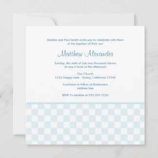 Blue Gingham Square Invitation