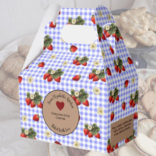Blue Gingham Strawberries Food Gift Favor Box