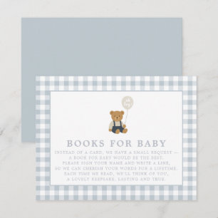  Blue Gingham Teddy Bear Books for baby card