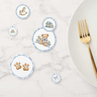 Blue Gingham Teddy Bear Table Confetti