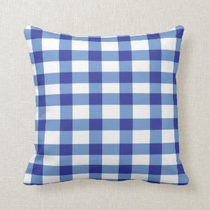 Blue Gingham Throw Pillow