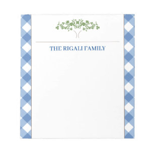 Blue Gingham Tree Classic  Notepad