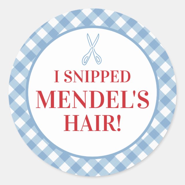 Blue Gingham Upsherin "I Cut His Hair!" Sticker (Front)