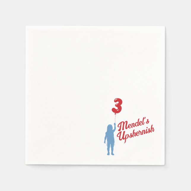 Blue Gingham Upshernish Personalized Napkin (Front)