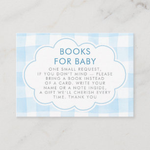 Blue Gingham Wavy Frame Books For Baby Request Enclosure Card