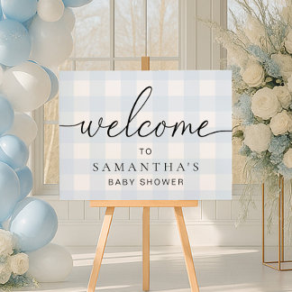 Blue Gingham Welcome Sign