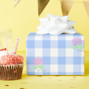 blue gingham wrapping paper