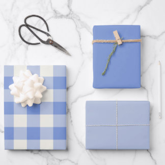 Blue Gingham Wrapping Paper Sheet