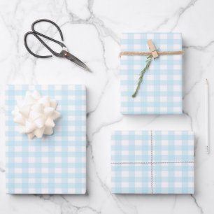 Blue Gingham Wrapping Paper Sheet