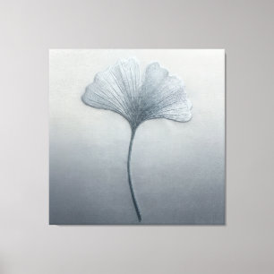 Blue Ginkgo Leaf Embroidery Texture Botanical Canvas Print