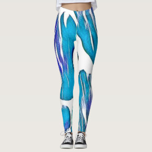 Blue Giraffe Animal Print Leggings