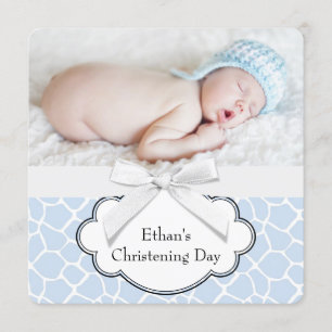Blue Giraffe Christening Invitation