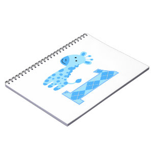 Blue Giraffe First Birthday Notebook