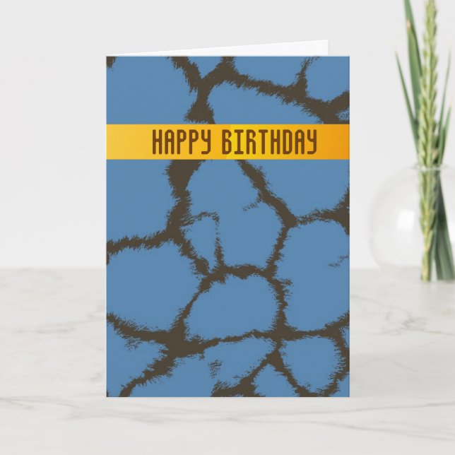 Blue Giraffe Fur Pattern Birthday Card (Front)