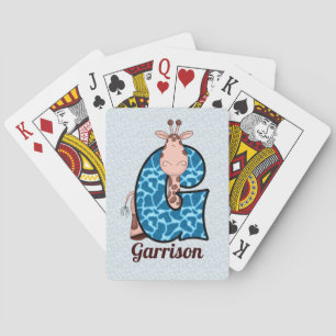 Blue Giraffe Monogram "G" Kid's Playing Cards