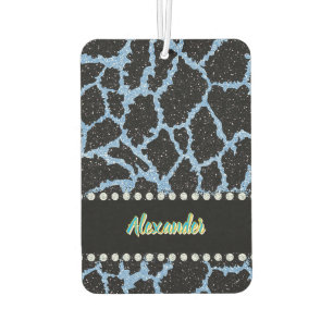 Blue giraffe-patterned animal print air freshener