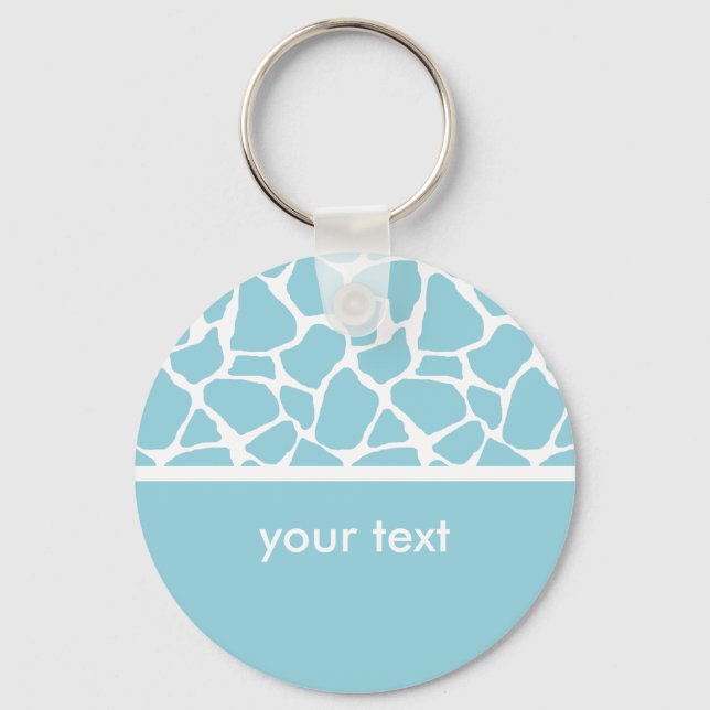 Blue Giraffe Print Customizable Key chain (Front)