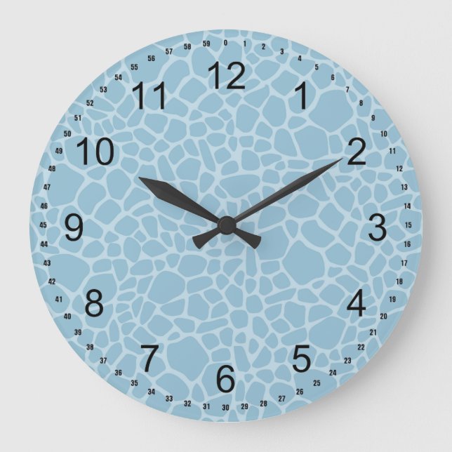 Blue Giraffe Print Large Clock (Front)