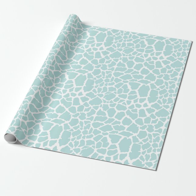 Blue Giraffe Print Wrapping Paper (Unrolled)