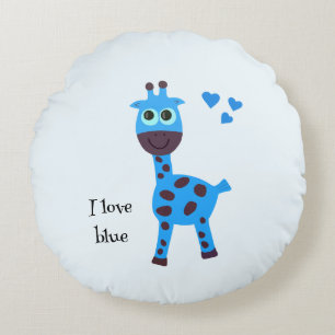 Blue giraffe round pillow