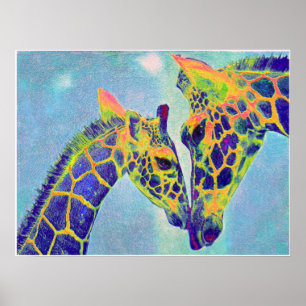 blue giraffes2 poster