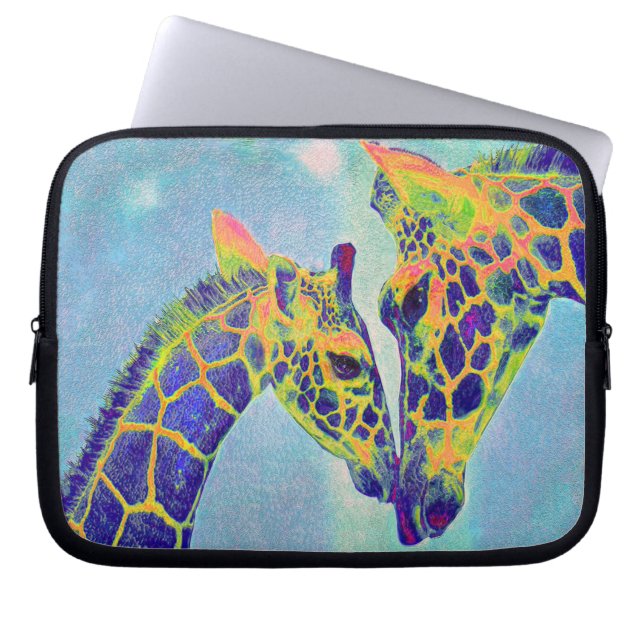 blue giraffes laptop sleeve (Front)