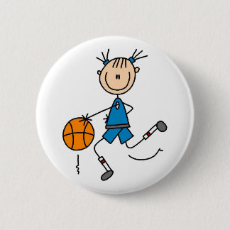 Blue Girl Basketball Player T shirts and Gifts 2 Inch Round Button