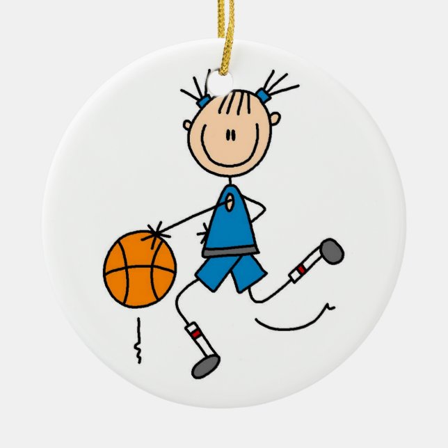 Blue Girl Basketball Player T shirts and Gifts Ceramic Ornament (Front)
