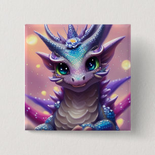 Blue Girl Dragon Poster 2 Inch Square Button