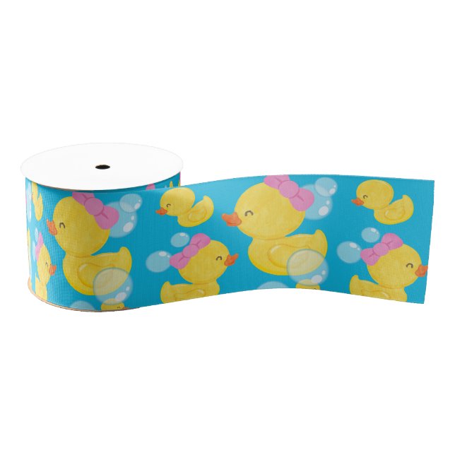 Blue Girl Rubber Ducky Grosgrain Ribbon (Spool)