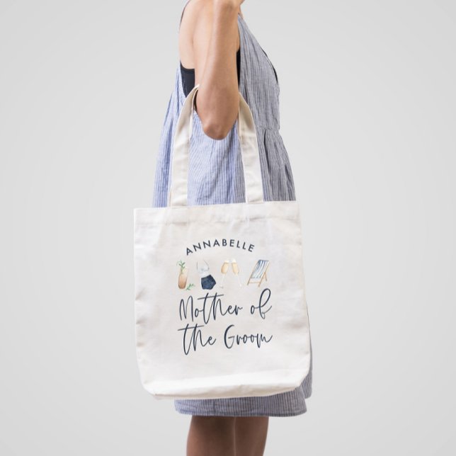Blue girly modern script mother of the groom tote  (Creator Uploaded)