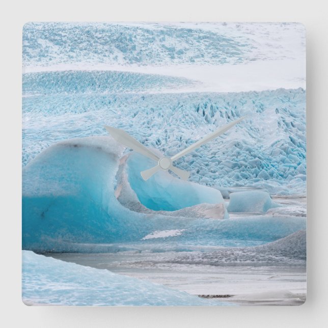 Blue Glacial Ice Formations, Horizontal Square Wall Clock (Front)
