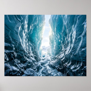 Blue Glacial Ice Passage Nature Poster