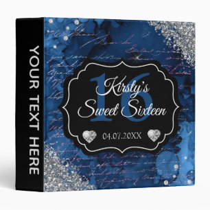 Blue Glam Glitter Sweet Sixteen Photo Album Binder