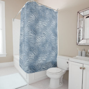 Blue Glam Glitter Zebra Print