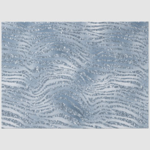 Blue Glam Glitter Zebra Print Tissue Paper