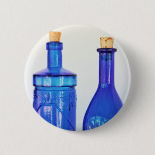 Blue Glass Bottles 2 Inch Round Button