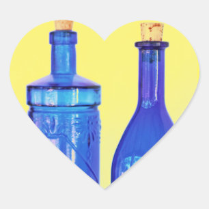 Blue Glass Bottles Heart Sticker